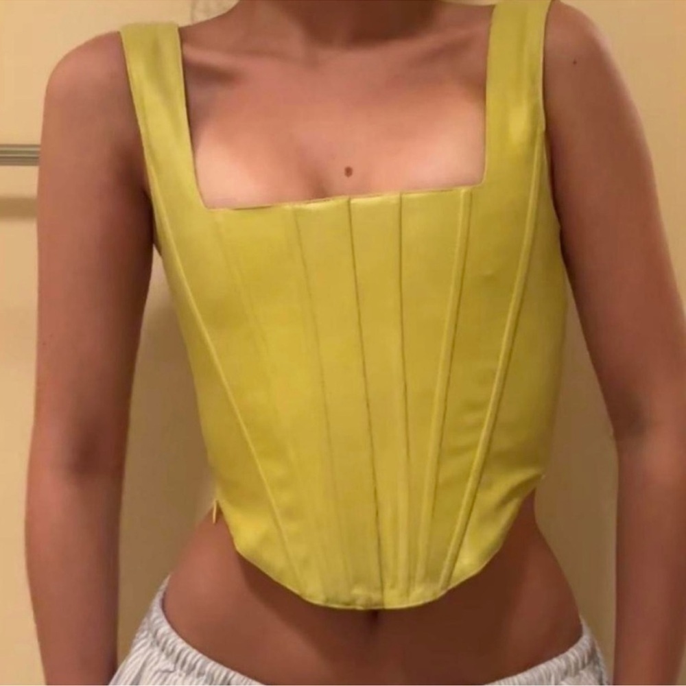 7 For All Mankind Faux Leather Corset Top